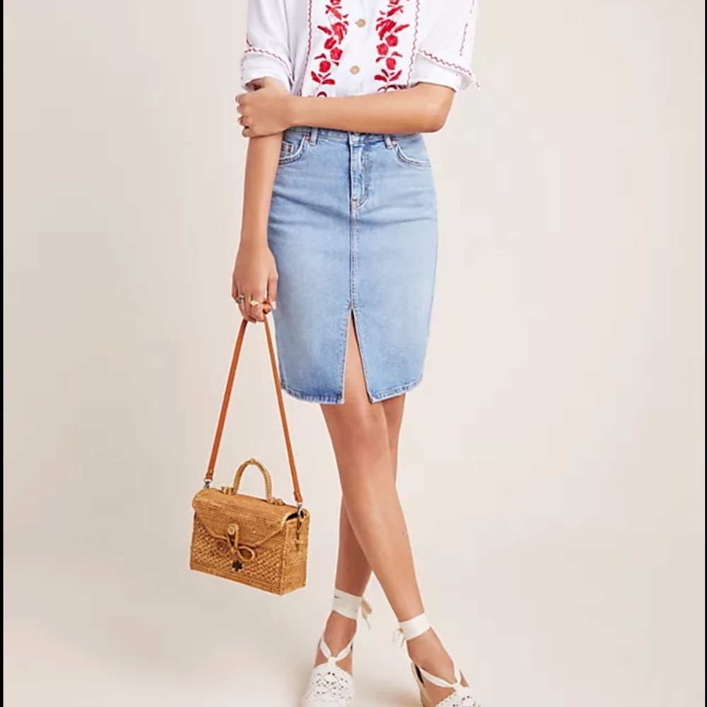 Anthropologie Light Blue Pencil Skirt